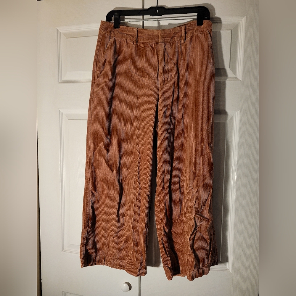 A New Day Womens Pants Wide Leg Corduroy Cropped 100% Cotton Brown Size 8